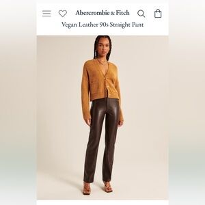 Abercrombie Vegan Leather 90s Straight Pant Brown